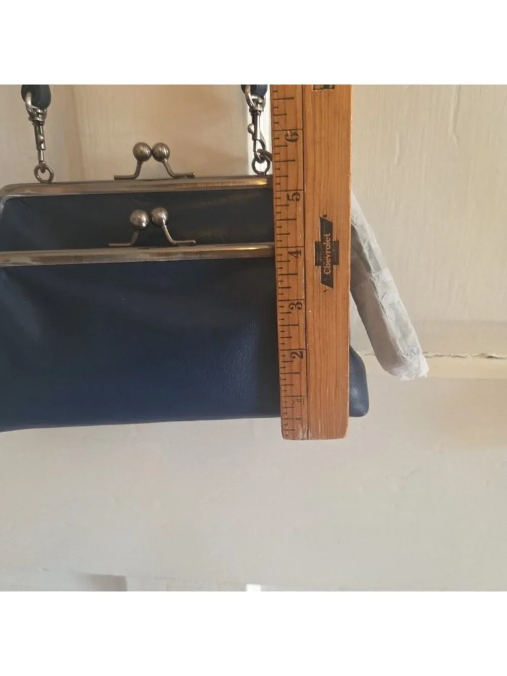Particia Nash Lucy Leather Crossbody Purse Bag Cerulean Blue Double Kiss Lock - Picture 5 of 13
